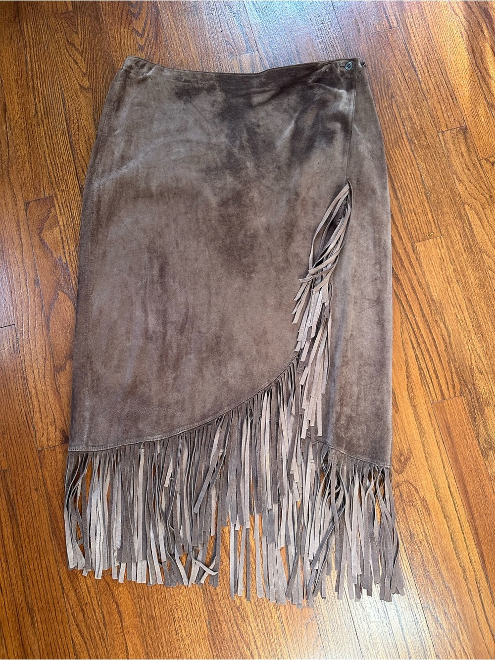 Chico's Brown Suede Fringe Wrap Skirt